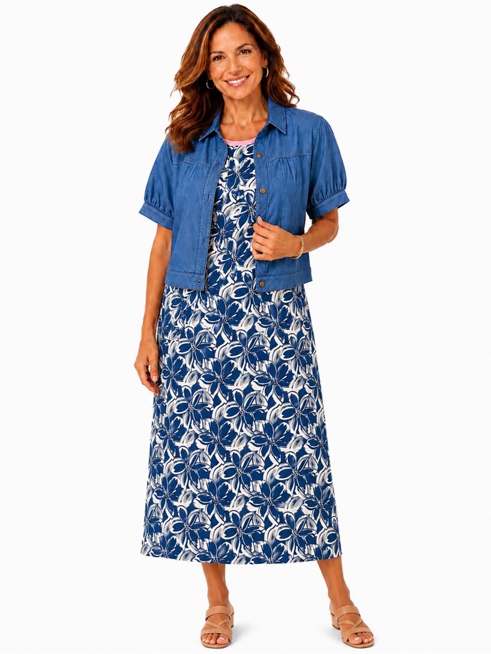 MUK LUKS Lounge Dress & Faux Denim Topper